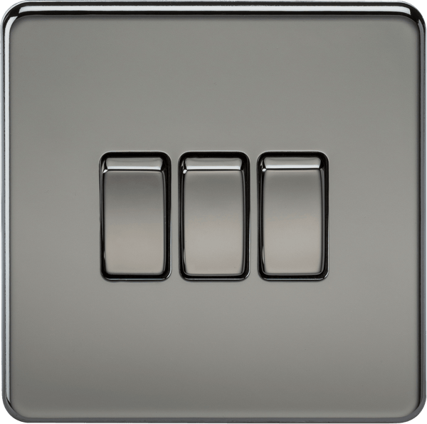 Knightsbridge MLA SF4000BN Screwless 10AX 3G 2-Way Switch - Black Nickel - Knightsbridge MLA - Falcon Electrical UK