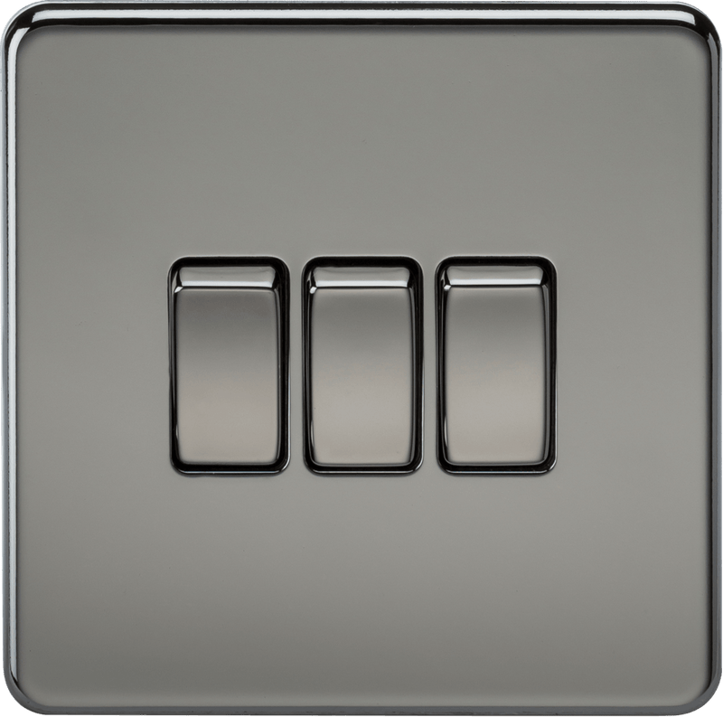 Knightsbridge MLA SF4000BN Screwless 10AX 3G 2-Way Switch - Black Nickel - Knightsbridge MLA - Falcon Electrical UK