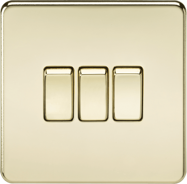 Knightsbridge MLA SF4000PB Screwless 10AX 3G 2-Way Switch - Polished Brass - Knightsbridge MLA - Falcon Electrical UK