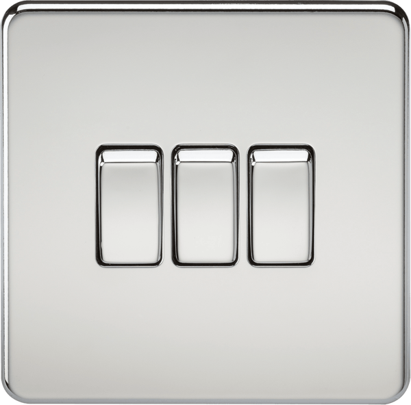 Knightsbridge MLA SF4000PC Screwless 10AX 3G 2-Way Switch - Polished Chrome - Knightsbridge MLA - Falcon Electrical UK