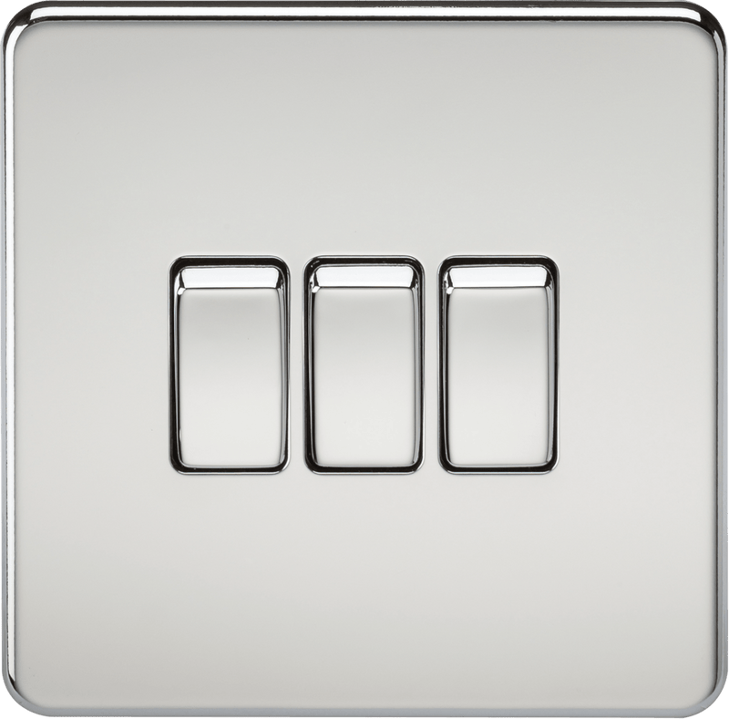 Knightsbridge MLA SF4000PC Screwless 10AX 3G 2-Way Switch - Polished Chrome - Knightsbridge MLA - Falcon Electrical UK