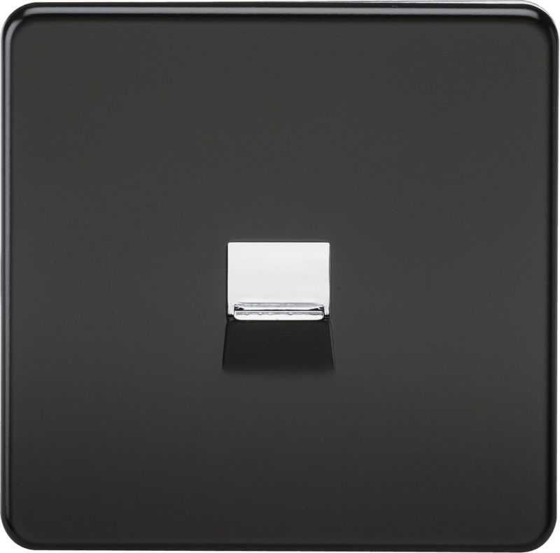 Knightsbridge MLA SF7400MB Screwless Telephone Extension Socket - Matt Black with Chrome Shutter - Knightsbridge MLA - Falcon Electrical UK