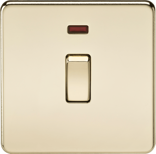 Knightsbridge MLA SF8341NPB Screwless 20A 1G DP Switch with Neon - Polished Brass - Knightsbridge MLA - Falcon Electrical UK