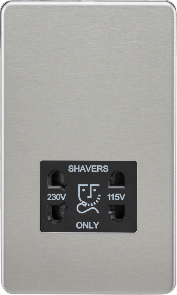 Knightsbridge MLA SF8900BC Screwless 115V/230V Dual Voltage Shaver Socket - Brushed Chrome - Knightsbridge MLA - Falcon Electrical UK