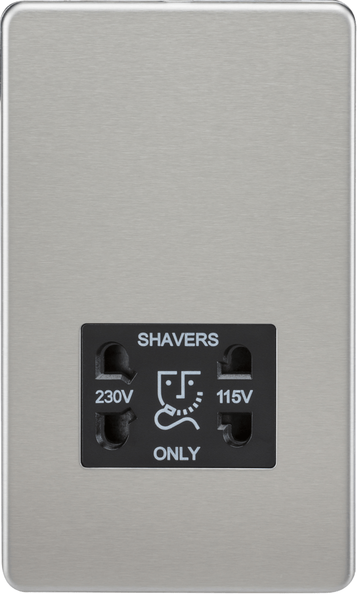 Knightsbridge MLA SF8900BC Screwless 115V/230V Dual Voltage Shaver Socket - Brushed Chrome - Knightsbridge MLA - Falcon Electrical UK