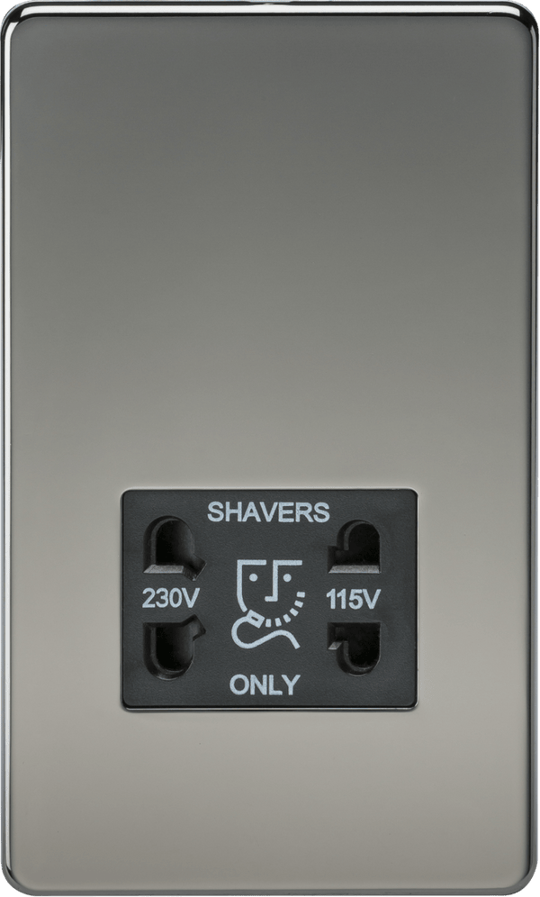 Knightsbridge MLA SF8900BN Screwless 115V/230V Dual Voltage Shaver Socket - Black Nickel - Knightsbridge MLA - Falcon Electrical UK