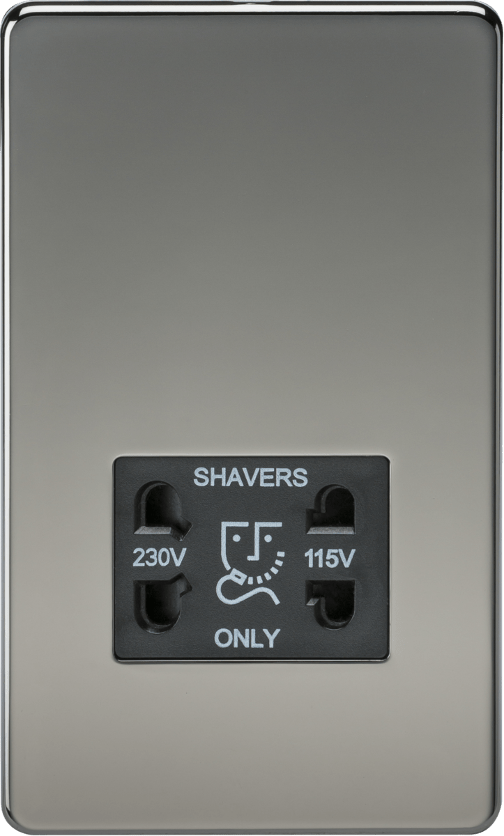 Knightsbridge MLA SF8900BN Screwless 115V/230V Dual Voltage Shaver Socket - Black Nickel - Knightsbridge MLA - Falcon Electrical UK