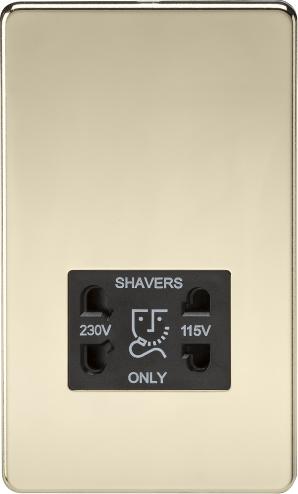 Knightsbridge MLA SF8900PB Screwless 115V/230V Dual Voltage Shaver Socket - Polished Brass - Knightsbridge MLA - Falcon Electrical UK