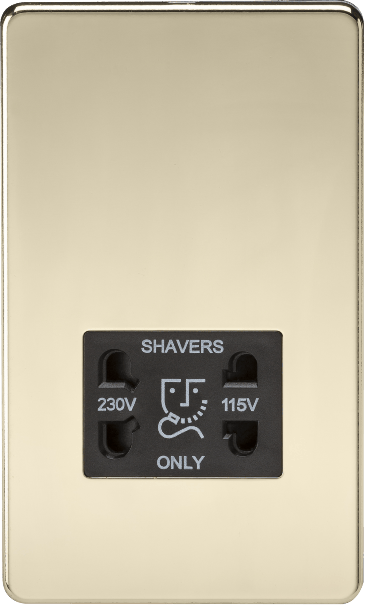 Knightsbridge MLA SF8900PB Screwless 115V/230V Dual Voltage Shaver Socket - Polished Brass - Knightsbridge MLA - Falcon Electrical UK