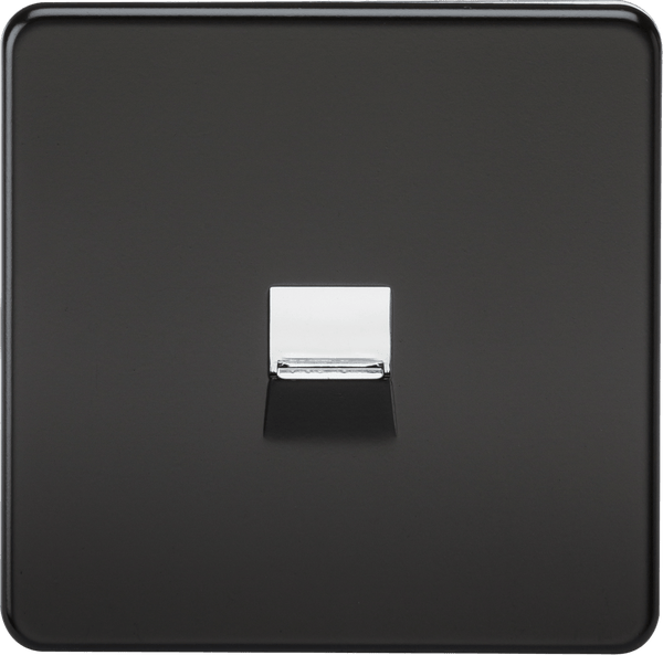 Knightsbridge MLA SF7300MB Screwless Telephone Master Socket -Matt Black with Chrome Shutter - Knightsbridge MLA - Falcon Electrical UK