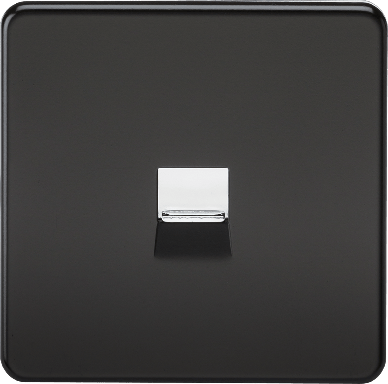 Knightsbridge MLA SF7300MB Screwless Telephone Master Socket -Matt Black with Chrome Shutter - Knightsbridge MLA - Falcon Electrical UK