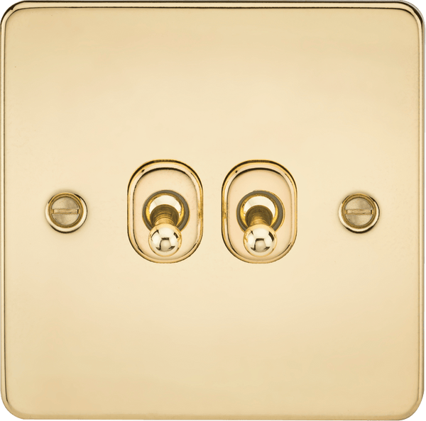 Knightsbridge MLA FP2TOGPB Flat Plate 10AX 2G 2-way toggle switch - polished brass - Knightsbridge MLA - Falcon Electrical UK