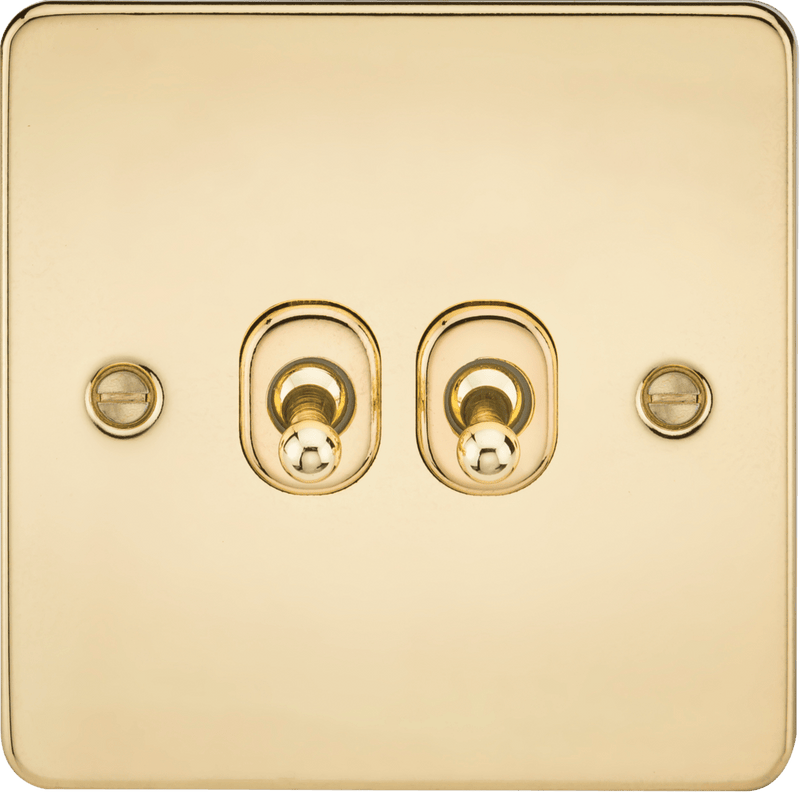 Knightsbridge MLA FP2TOGPB Flat Plate 10AX 2G 2-way toggle switch - polished brass - Knightsbridge MLA - Falcon Electrical UK