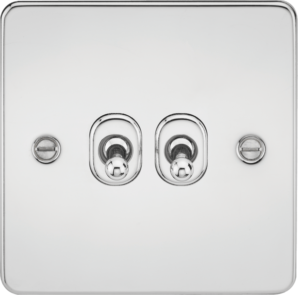 Knightsbridge MLA FP2TOGPC Flat Plate 10AX 2G 2-way toggle switch - polished chrome - Knightsbridge MLA - Falcon Electrical UK