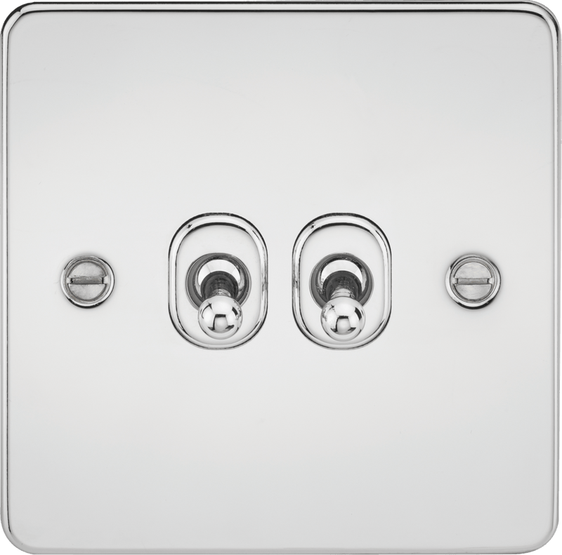 Knightsbridge MLA FP2TOGPC Flat Plate 10AX 2G 2-way toggle switch - polished chrome - Knightsbridge MLA - Falcon Electrical UK