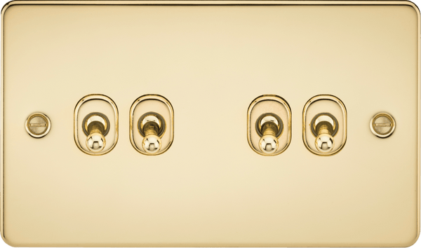 Knightsbridge MLA FP4TOGPB Flat Plate 10AX 4G 2-way toggle switch - polished brass - Knightsbridge MLA - Falcon Electrical UK