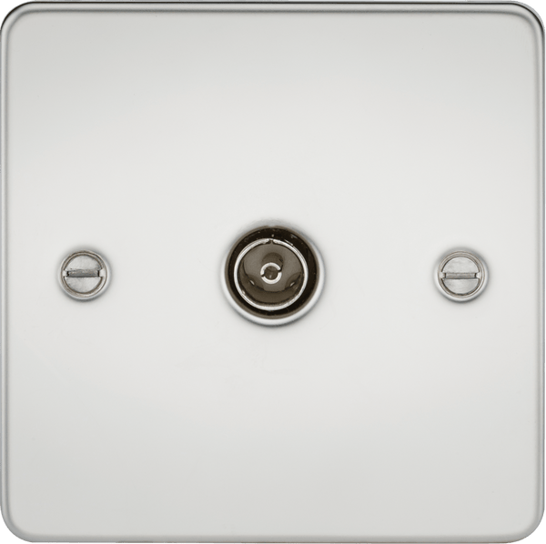 Knightsbridge MLA FP0100PC Flat Plate 1G TV Outlet (non-isolated) - Polished Chrome - Knightsbridge MLA - Falcon Electrical UK