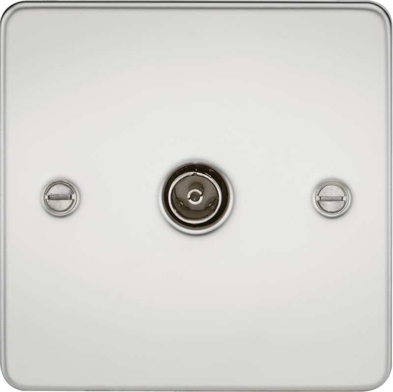 Knightsbridge MLA FP0100PC Flat Plate 1G TV Outlet (non-isolated) - Polished Chrome - Knightsbridge MLA - Falcon Electrical UK