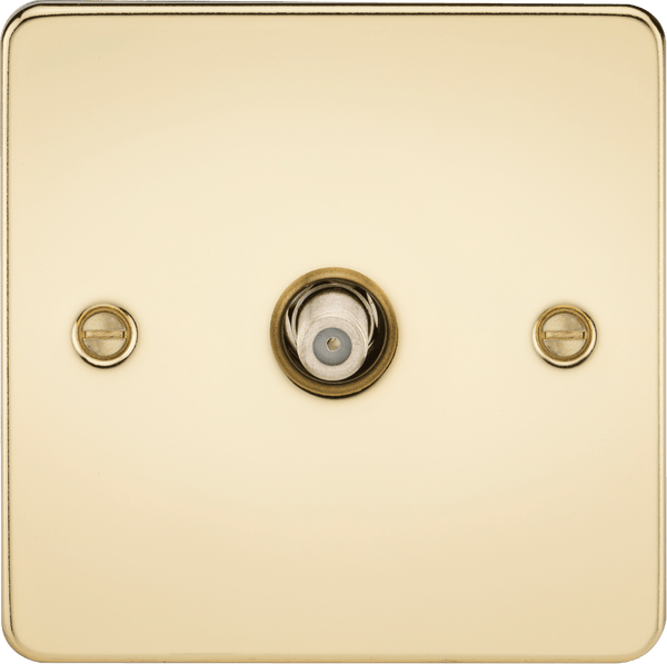 Knightsbridge MLA FP0150PB Flat Plate 1G SAT TV Outlet (non-isolated) - Polished Brass - Knightsbridge MLA - Falcon Electrical UK