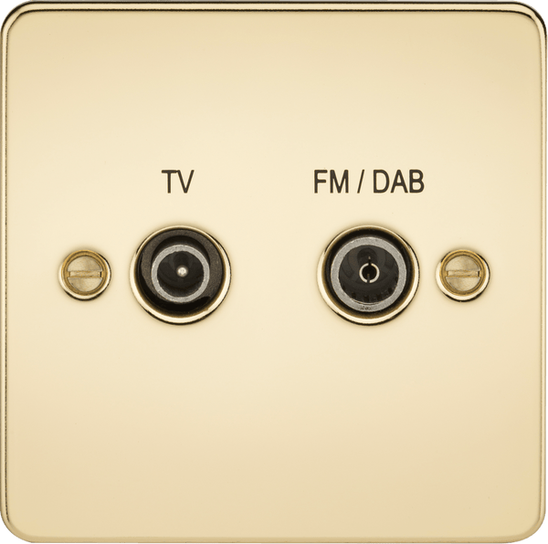 Knightsbridge MLA FP0160PB Flat Plate Screened Diplex Outlet (TV, FM DAB) - Polished Brass - Knightsbridge MLA - Falcon Electrical UK