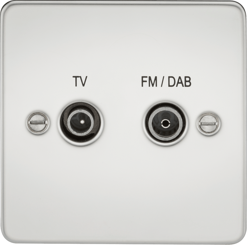 Knightsbridge MLA FP0160PC Flat Plate Screened Diplex Outlet (TV, FM DAB) - Polished Chrome - Knightsbridge MLA - Falcon Electrical UK