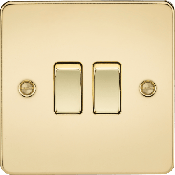 Knightsbridge MLA FP3000PB Flat Plate 10AX 2G 2-way switch - polished brass - Knightsbridge MLA - Falcon Electrical UK