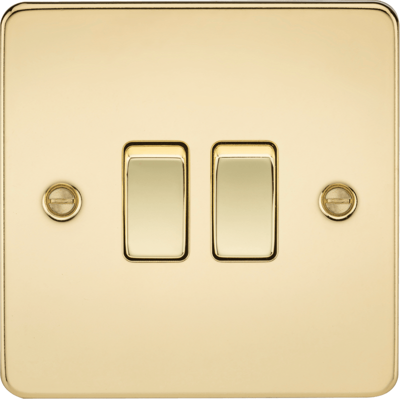 Knightsbridge MLA FP3000PB Flat Plate 10AX 2G 2-way switch - polished brass - Knightsbridge MLA - Falcon Electrical UK