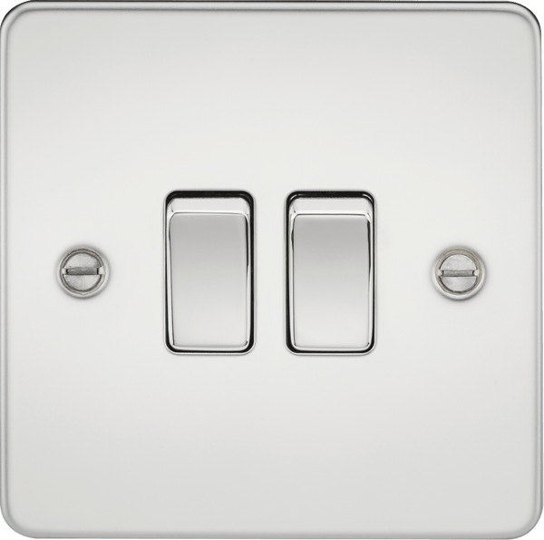 Knightsbridge MLA FP3000PC Flat Plate 10AX 2G 2-way switch - polished chrome - Knightsbridge MLA - Falcon Electrical UK