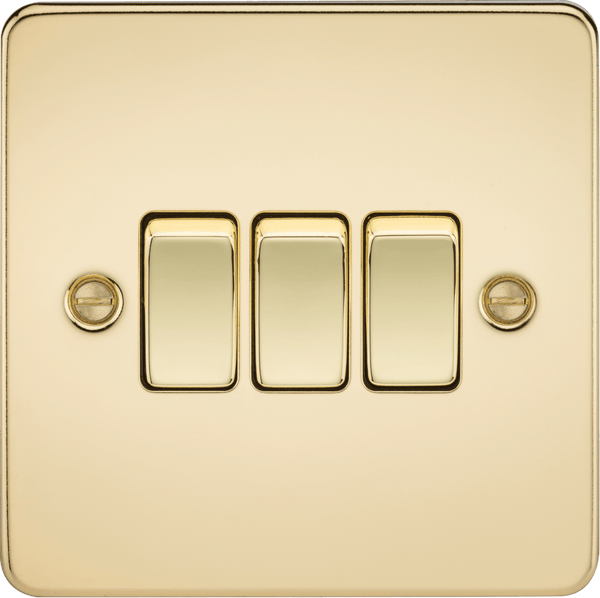 Knightsbridge MLA FP4000PB Flat Plate 10AX 3G 2-way switch - polished brass - Knightsbridge MLA - Falcon Electrical UK