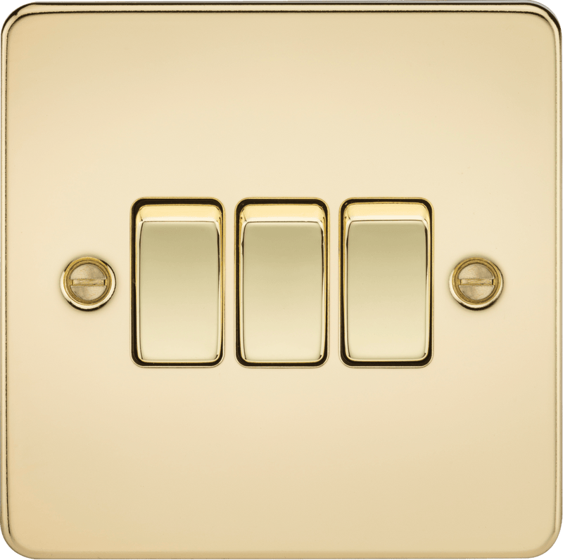 Knightsbridge MLA FP4000PB Flat Plate 10AX 3G 2-way switch - polished brass - Knightsbridge MLA - Falcon Electrical UK