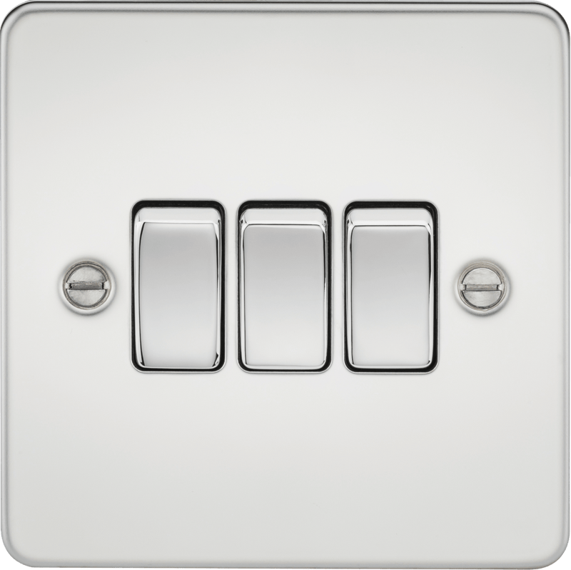 Knightsbridge MLA FP4000PC Flat Plate 10AX 3G 2-way switch - polished chrome - Knightsbridge MLA - Falcon Electrical UK