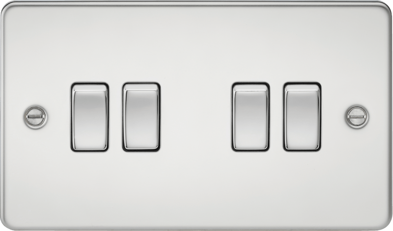 Knightsbridge MLA FP4100PC Flat plate 10AX 4G 2-way switch - polished chrome - Knightsbridge MLA - Falcon Electrical UK