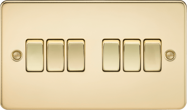 Knightsbridge MLA FP4200PB Flat Plate 10AX 6G 2-way switch - polished brass - Knightsbridge MLA - Falcon Electrical UK