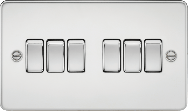 Knightsbridge MLA FP4200PC Flat Plate 10AX 6G 2-way switch - polished chrome - Knightsbridge MLA - Falcon Electrical UK