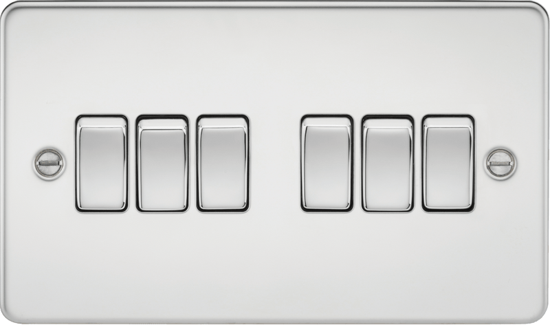 Knightsbridge MLA FP4200PC Flat Plate 10AX 6G 2-way switch - polished chrome - Knightsbridge MLA - Falcon Electrical UK