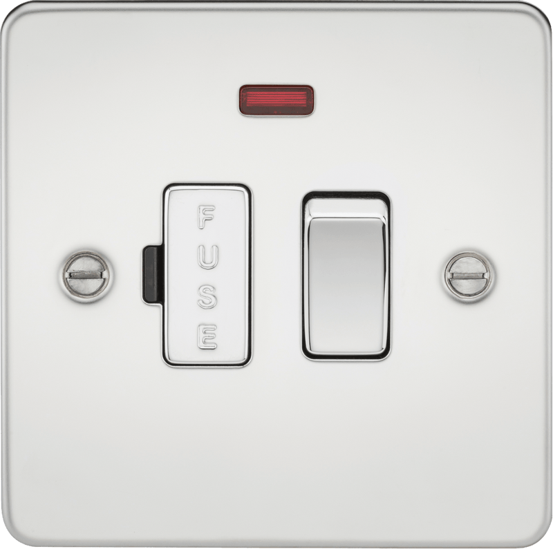 Knightsbridge MLA FP6300NPC Flat Plate 13A switched fused spur unit with neon - polished chrome - Knightsbridge MLA - Falcon Electrical UK