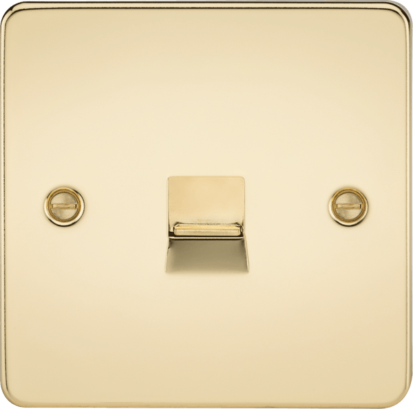 Knightsbridge MLA FP7400PB Flat Plate Telephone extension socket - polished brass - Knightsbridge MLA - Falcon Electrical UK