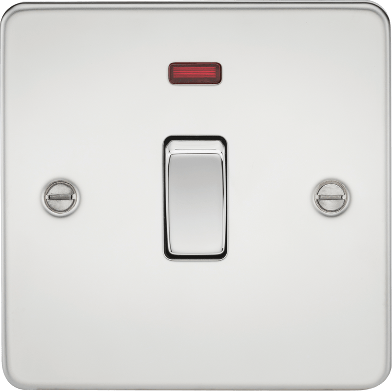 Knightsbridge MLA FP8341NPC Flat Plate 20A 1G DP switch with neon - polished chrome - Knightsbridge MLA - Falcon Electrical UK