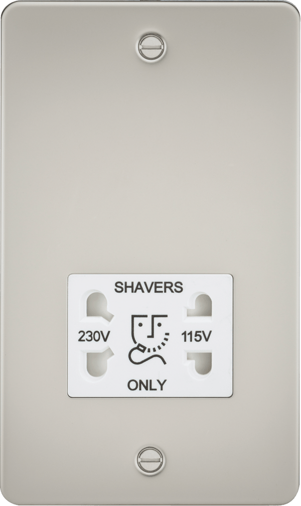 Knightsbridge MLA FP8900PLW Flat Plate 115/230V dual voltage shaver socket - pearl with white insert - Knightsbridge MLA - Falcon Electrical UK