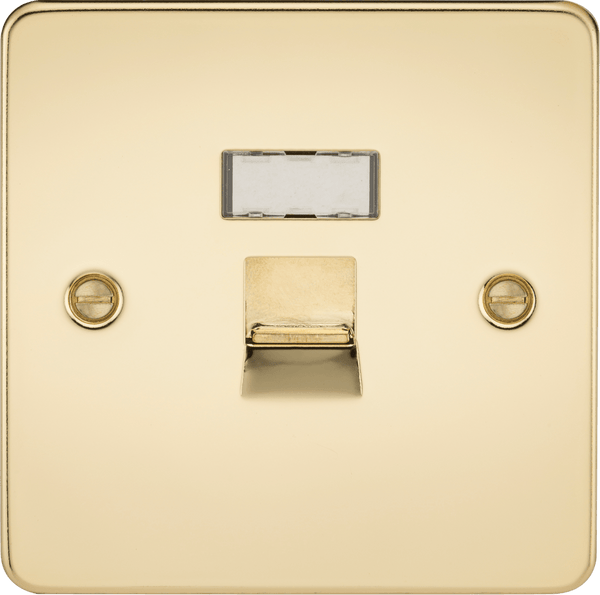 Knightsbridge MLA FPRJ45PB Flat Plate RJ45 network outlet - polished brass - Knightsbridge MLA - Falcon Electrical UK