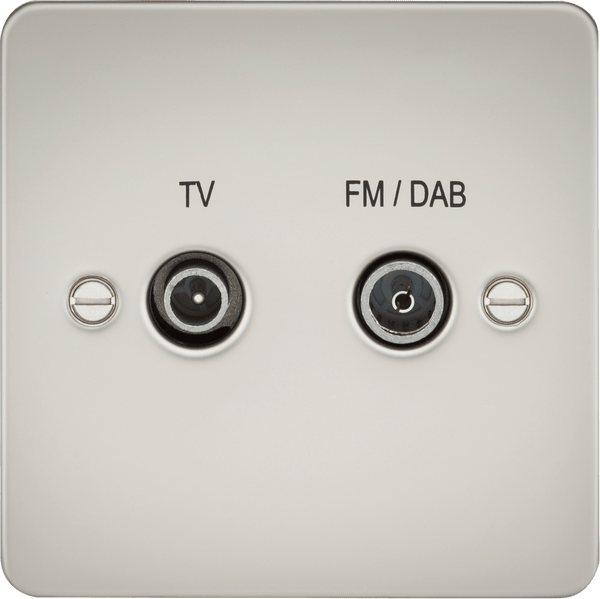 Knightsbridge MLA FP0160PL Flat Plate Screened Diplex Outlet (TV, FM DAB) - Pearl - Knightsbridge MLA - Falcon Electrical UK