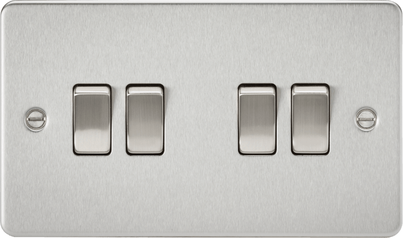 Knightsbridge MLA FP4100BC Flat plate 10AX 4G 2-way switch - brushed chrome - Knightsbridge MLA - Falcon Electrical UK