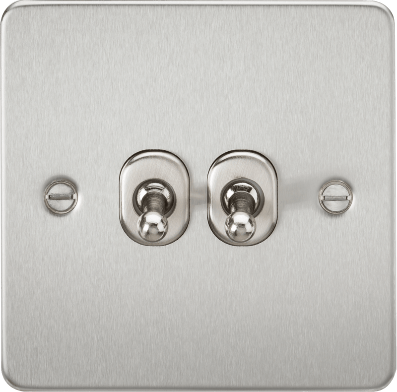 Knightsbridge MLA FP2TOGBC Flat Plate 10AX 2G 2-way toggle switch - brushed chrome - Knightsbridge MLA - Falcon Electrical UK