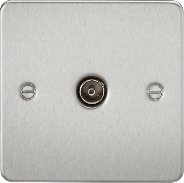 Knightsbridge MLA FP0100BC Flat Plate 1G TV Outlet (non-isolated) - Brushed Chrome - Knightsbridge MLA - Falcon Electrical UK