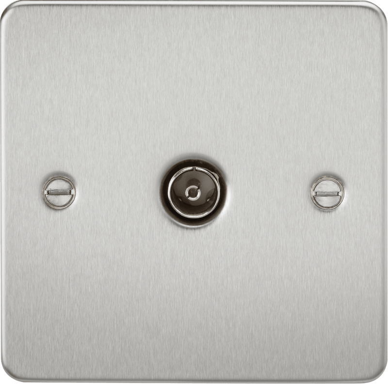 Knightsbridge MLA FP0100BC Flat Plate 1G TV Outlet (non-isolated) - Brushed Chrome - Knightsbridge MLA - Falcon Electrical UK