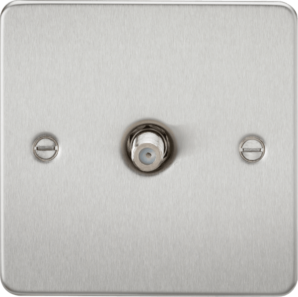 Knightsbridge MLA FP0150BC Flat Plate 1G SAT TV Outlet (non-isolated) - Brushed Chrome - Knightsbridge MLA - Falcon Electrical UK