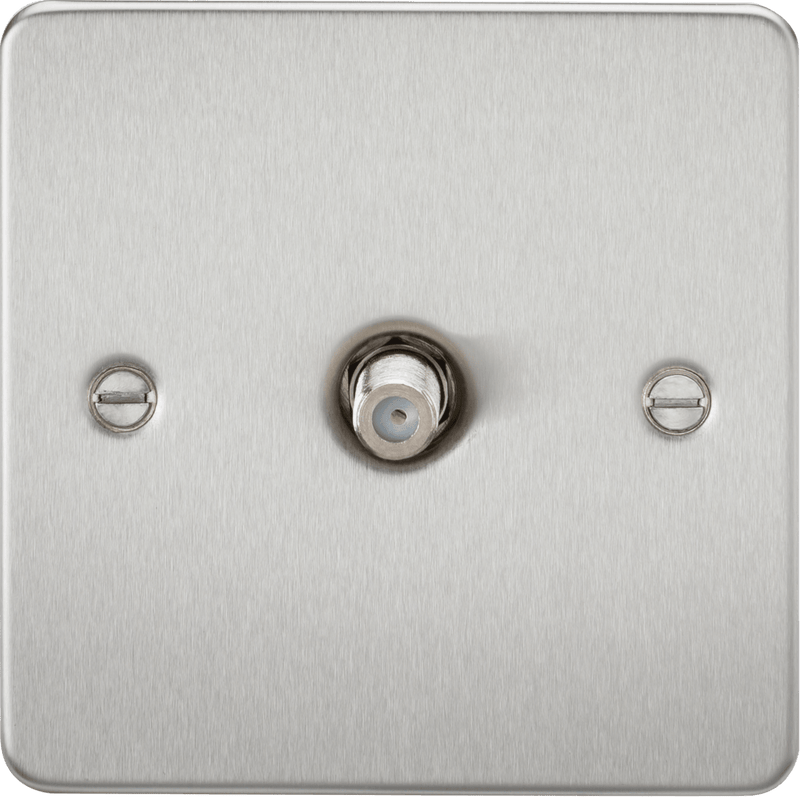 Knightsbridge MLA FP0150BC Flat Plate 1G SAT TV Outlet (non-isolated) - Brushed Chrome - Knightsbridge MLA - Falcon Electrical UK