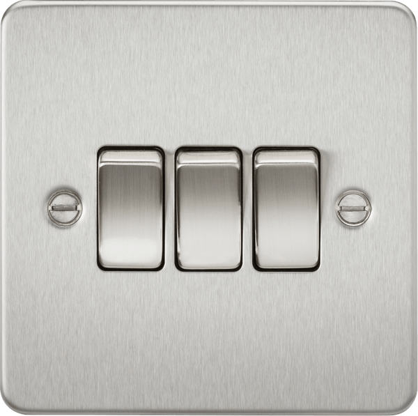 Knightsbridge MLA FP4000BC Flat Plate 10AX 3G 2-way switch - brushed chrome - Knightsbridge MLA - Falcon Electrical UK