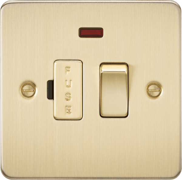 Knightsbridge MLA FP6300NBB Flat Plate 13A switched fused spur unit with neon - brushed brass - Knightsbridge MLA - Falcon Electrical UK