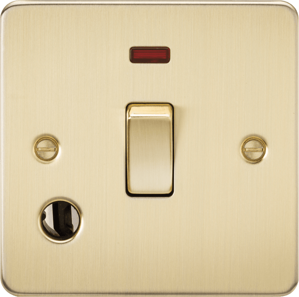 Knightsbridge MLA FP8341FBB Flat Plate 20A 1G DP switch with neon and flex outlet - brushed brass - Knightsbridge MLA - Falcon Electrical UK